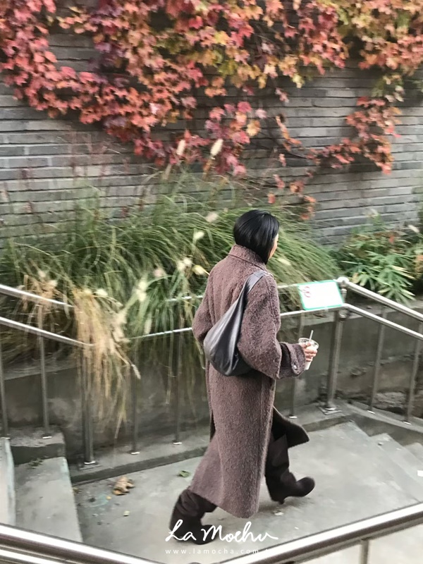 排扣羊毛綁帶大衣